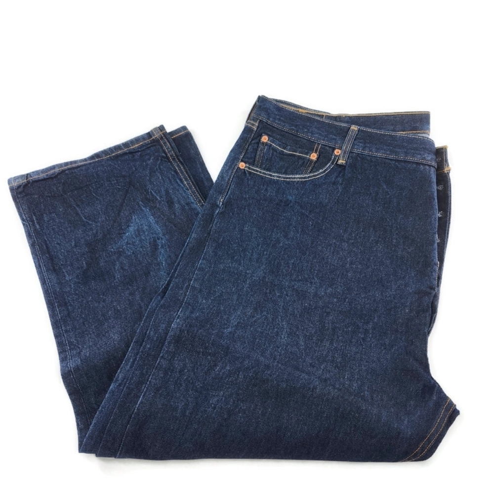Levis 501 Dark Blue 100% Cotton Button Fly Denim Jeans 48 X 30 - Picture 5 of 9